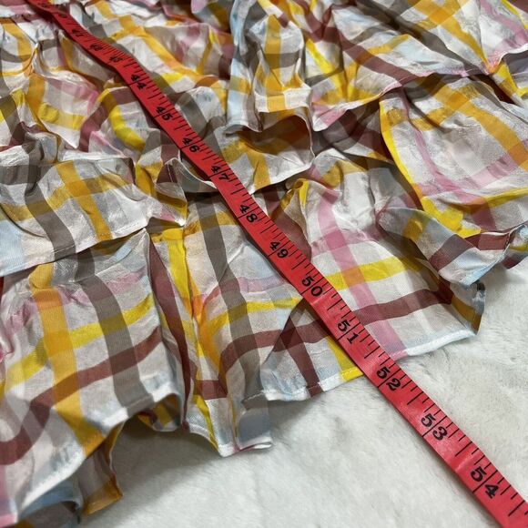 Cinq A Sept Astor Dress Pink Cream Yellow Plaid Ruffle Tiered NWT Sz 8 New - Picture 15 of 15